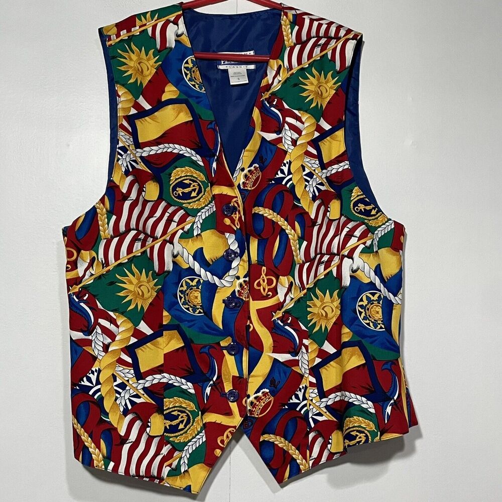 Pendleton Vest Womens 6 Button Up‎ Nautical Classic Coastal Festive Boho